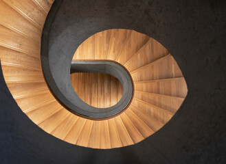 Modern spiral staircase. Contemporary architecture abstract background