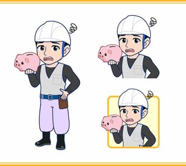 工事現場にいる作業員の男性