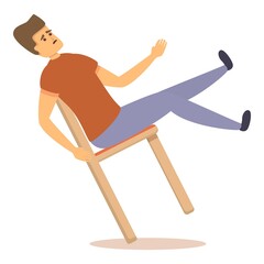 Fototapeta na wymiar Careless man on chair icon. Cartoon of careless man on chair vector icon for web design isolated on white background
