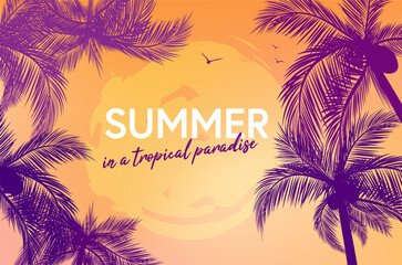 Background for your summer design with abstract palm trees silhouettes