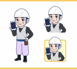 工事現場にいる作業員の男性