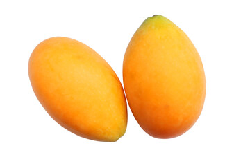 Sweet yellow Marian plum thai fruit on white background. (Tropical Thai Fruit. Maprang, Marian plum, Gandaria)