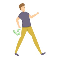 Careless man money cash icon. Cartoon of careless man money cash vector icon for web design isolated on white background