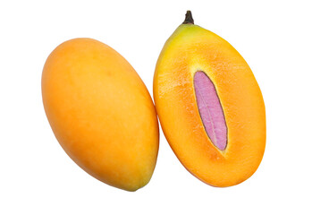 Sweet yellow Marian plum thai fruit on white background. (Tropical Thai Fruit. Maprang, Marian plum, Gandaria)