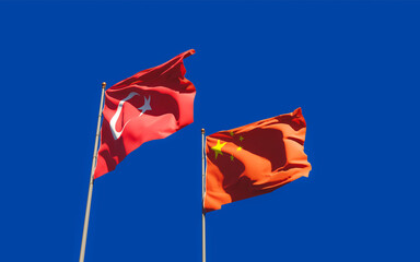 Flags of Turkey and China.