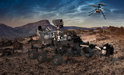 Perseverance - a planetary rover of the NASA Mars 2020 mission and Mars Helicopter, Ingenuity, the...