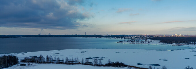 Cospudener Lake in Leipzig on a cold day in Winter