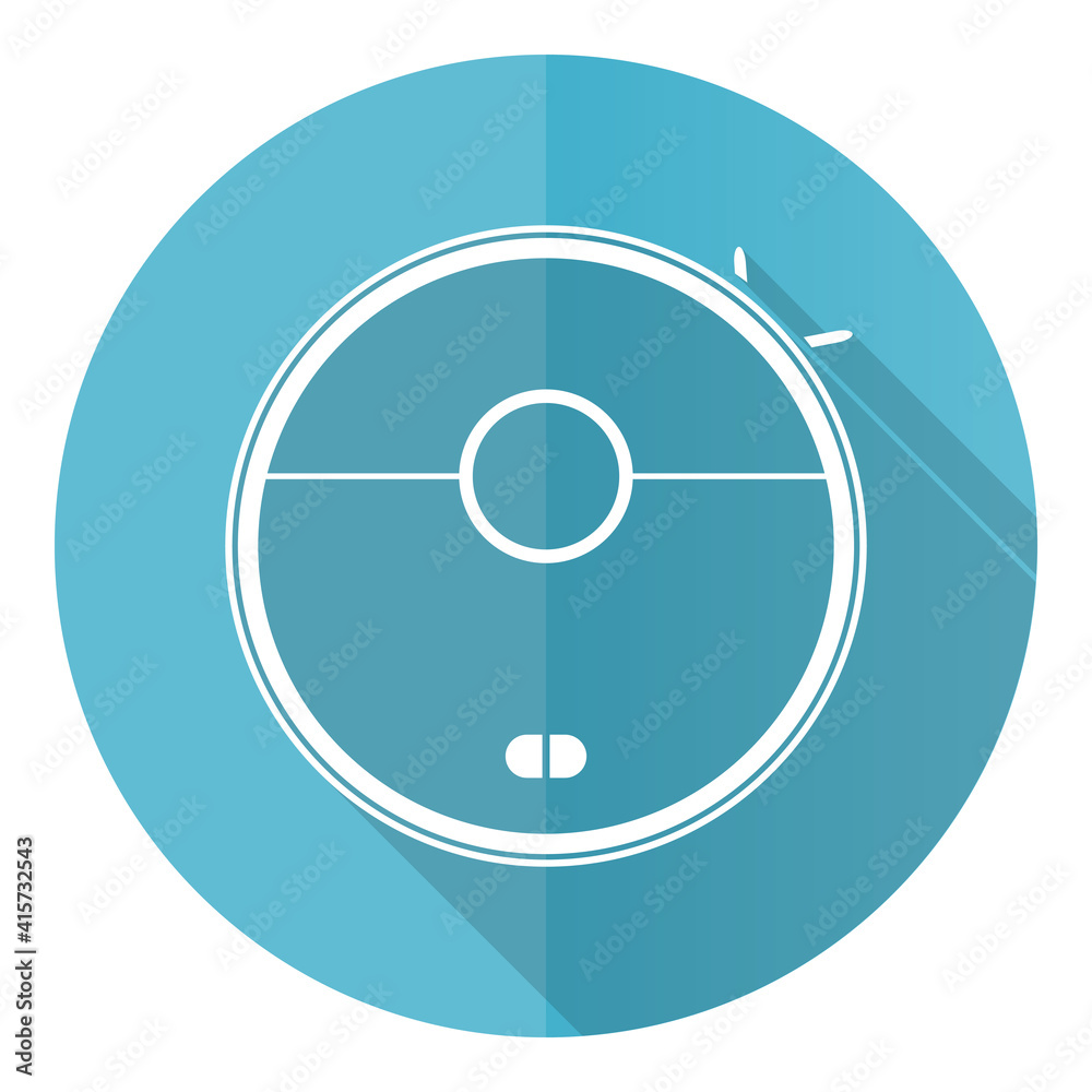Aufkleber robot vacuum cleaner blue icon, flat design vector illustration in eps 10 for webdesign and mobile a