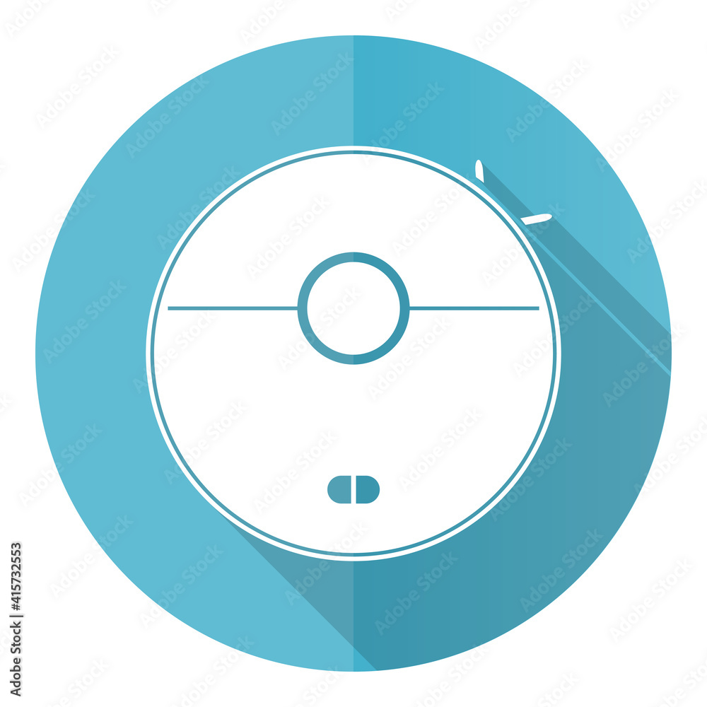 Aufkleber robot vacuum cleaner blue icon, flat design vector illustration in eps 10 for webdesign and mobile a