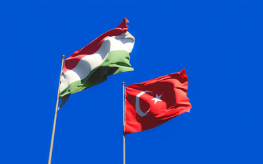 Flags of Hungary and Turkey.