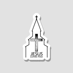 Jesus loves you sign sticker icon