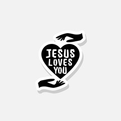 Jesus loves you sign sticker icon