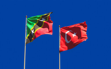 Flags of Saint Kitts and Nevis and Turkey.