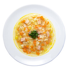 Fresh Vegetable soup in a white bowl, France