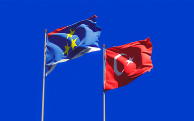 Flags of Vojvodina and Turkey.