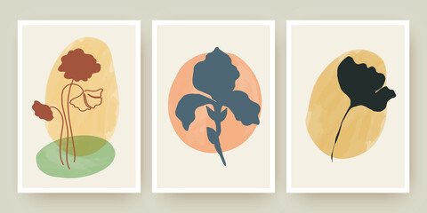Botanical wall art posters vector templates set