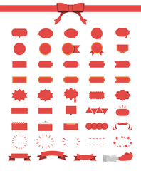 赤色シンプルアイコンふきだしセット