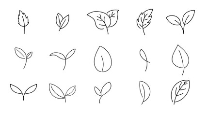 Leaves line set isolated on white background , Vector illustration EPS 10