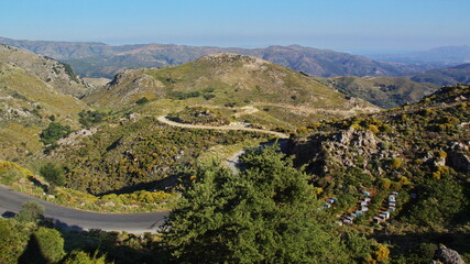 Fototapeta na wymiar Landscape at the road to Omalos on Crete in Greece, Europe 