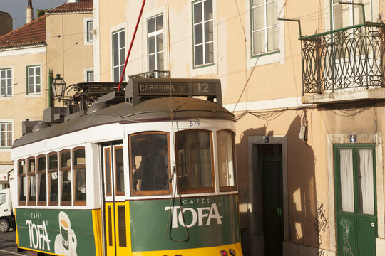 Lisbon, Portugal - September 07, 2010 : Tofa coffee advertising on a tramway