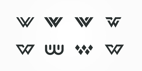 W alphabet letter vector symbol logo - obrazy, fototapety, plakaty