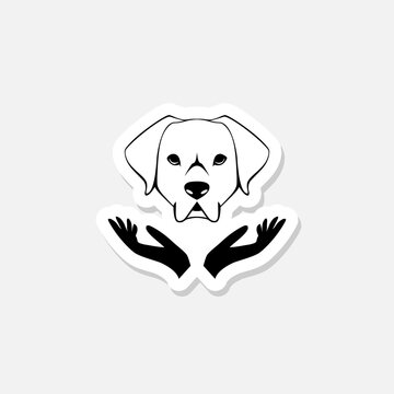 Dog care black glyph sticker icon