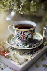 vintage still life with a cup of tea