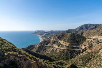 Naklejka premium winding mountain road on the Costa de Almeria in southern Spain