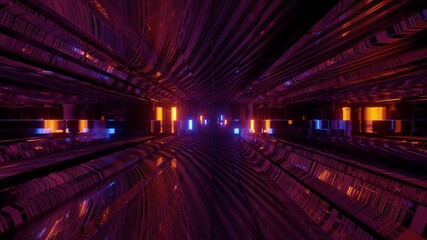 Fototapeta na wymiar Motion through illuminated tunnel 3d illustration