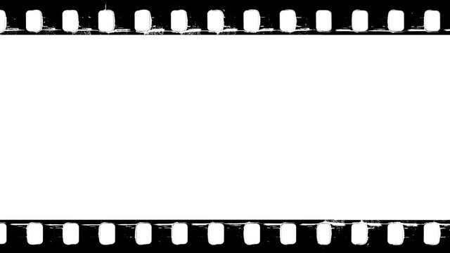 Vintage looping film strip with scratched edges as background with empty space.