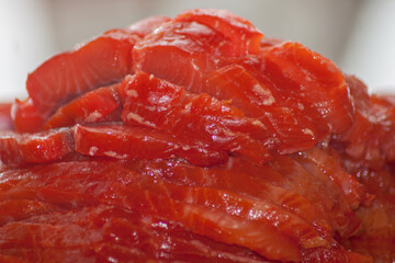 Fresh Raw Salmon Butterfly Steak Isolated on a White Background