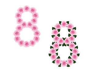two figures eight of roses. Vector clip art for the holiday- International Women's Day on March 8.