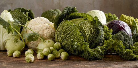 Pile of fresh cabbages after harvest