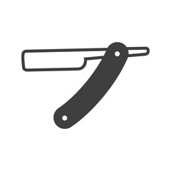 Símbolo peluqueria. Logotipo navaja de afeitar con lineas en color gris
