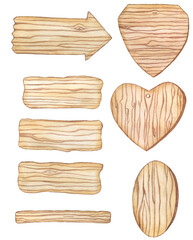 Watercolor Wooden Heart, Arrows and sign boards clipart