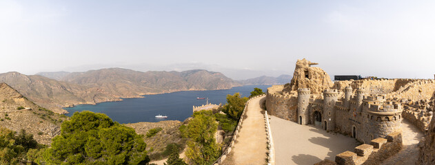 the Bateria de Castillitos fortress in the mountains of the Costa Calida on the Mediterranean Sea...