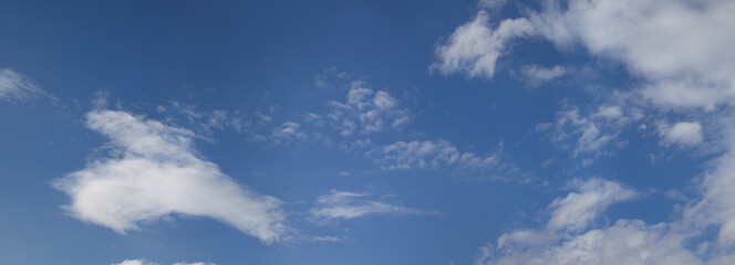 Panoramic view of blue sky with white clouds