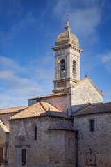 Fototapeta na wymiar Detail of the the Collegiate Church of Saints Quirico and Julietta (Pieve dei Santi Quirico e Giulitta), Sano Quirico d'Orcia, Italy