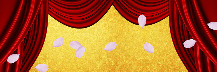red curtain with curtains