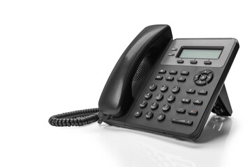 telephone with VOIP isolated on white background. customer service support, call center concept