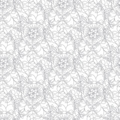 Delicate lace seamless pattern for fabric design with the flowers.