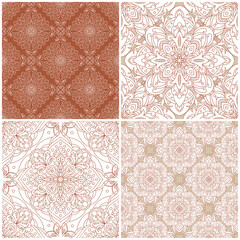 Set of vector seamless patterns. Vintage damask ornament. Vector decorative background. Great for any design.