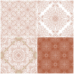 Set of vector seamless patterns. Vintage damask ornament. Vector decorative background. Great for any design.
