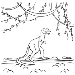 Bird dinosaur drawing lines, vector is suitable for any graphic design project. The prehistoric period.