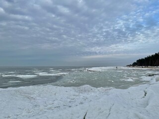 Baltic Sea winter snow ice coast beach Carnikava Latvia