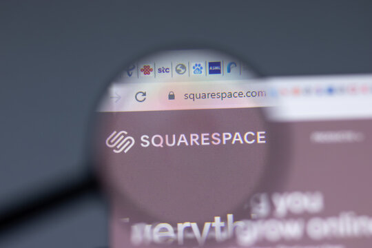 New York, USA - 17 February 2021: Squarespace logo close up on website page, Illustrative Editorial.