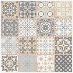 Traditional ornate portuguese tiles azulejos. Vintage pattern for textile design.