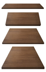 collection of wooden shelves on an isolated white background, Objects with Clipping Paths for design work