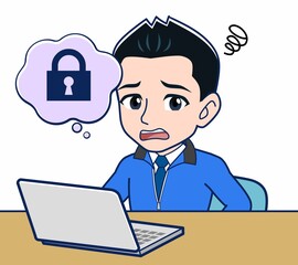 青いジャンバーを着たサラリーマン