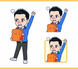 青いジャンバーを着たサラリーマン